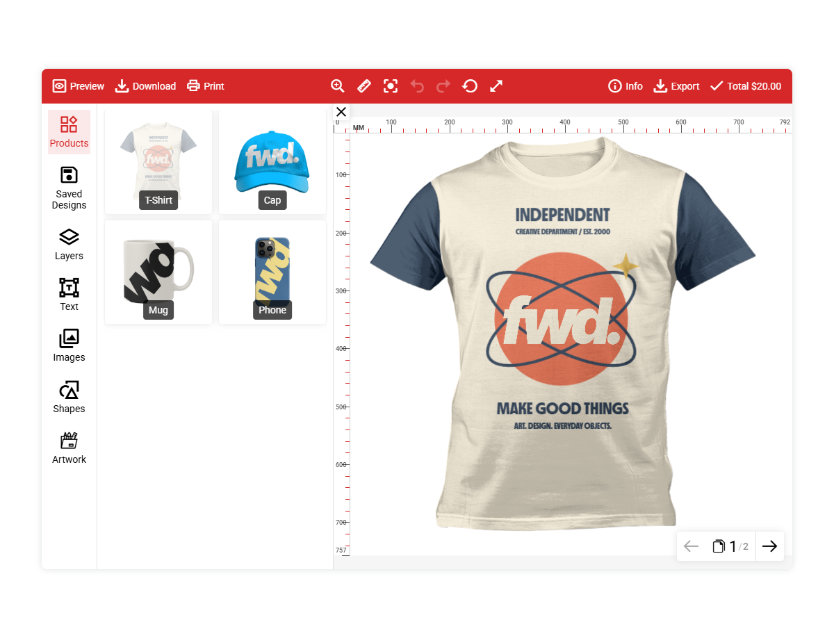 Product designer using a red interface theme