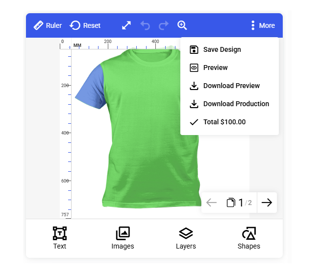 Custom interface with rearranged <style color="3858e9">action</style> and <style color="3858e9">module</style> bars