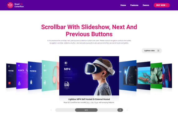 Scrollbar With Slideshow, Next And Previous Buttons