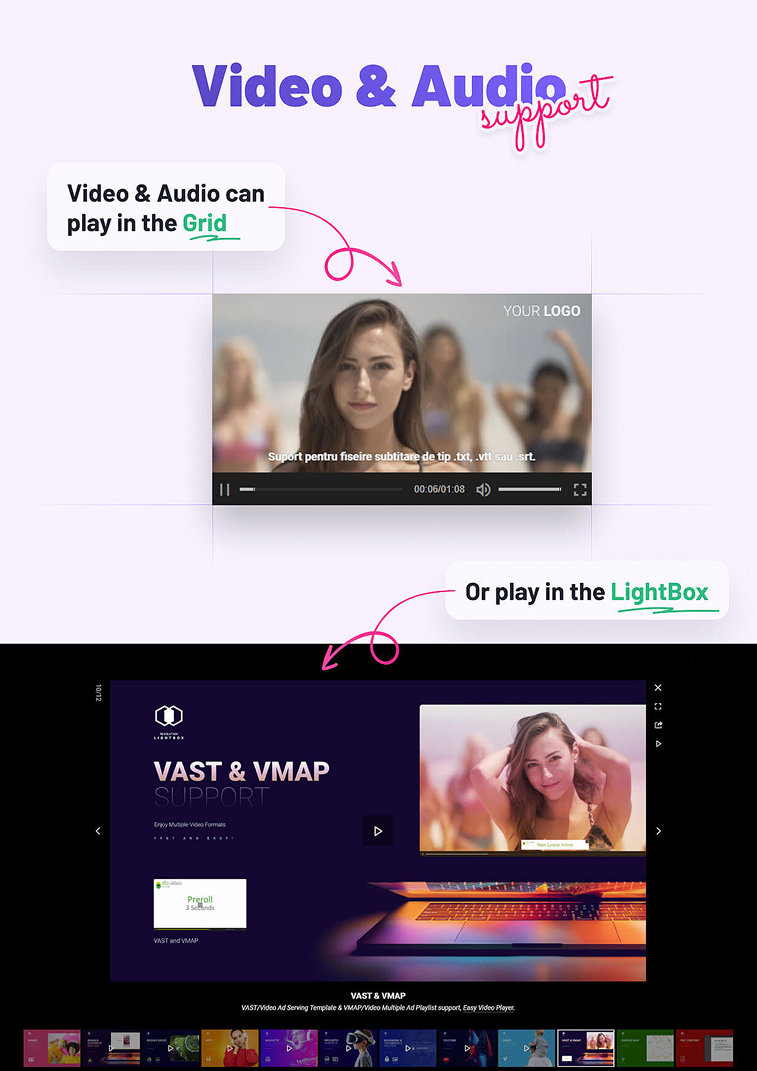 Grid video and audio support